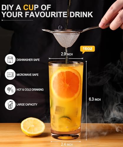 Drinking Water Glass Cups Set,Crystal Highball Glasses cups set of