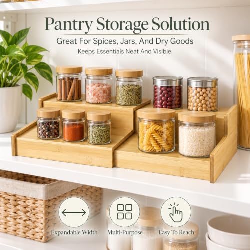 Expandable Bamboo Mug Holder, 2-Tier Expandable Coffee Mug Holder for