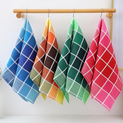 Bright Large Kitchen Towels, 4-Pack, 16 Inch x 26 Inch Buffalo Check