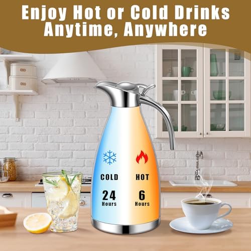 Uiifan 2 Pcs 68oz Thermal Coffee Carafe for Keeping Hot/Cold