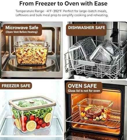 2 Pack 82oz Large Glass Food Storage Containers with Lids