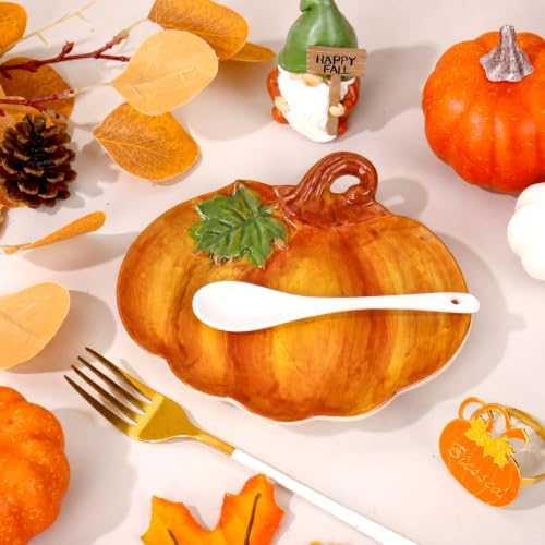 Whaline 6.1 Inch Fall Spoon Rest, 3D Pumpkin Shaped, Harvest Kitchen