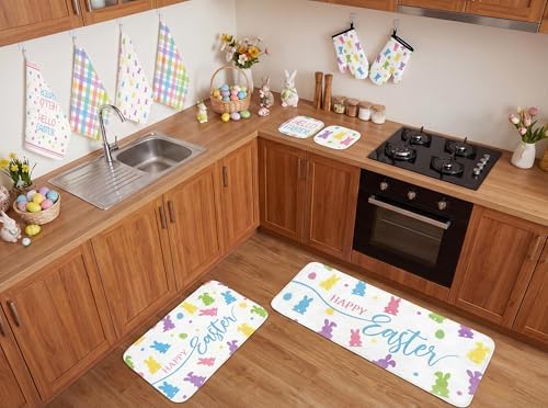 Tieshankao 10Pcs Easter Kitchen Decor Set Bunny Eggs Towels Pot