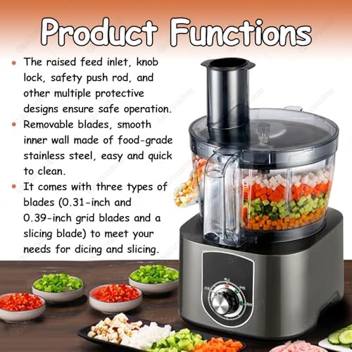 Professional Electric Vegetable Dicer, Large Capacity, 3 Blades
