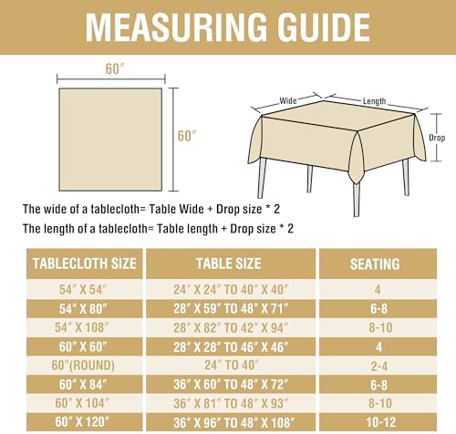 H.VERSAILTEX Linen Table Cloths Square 60 x 60 Inch Premium Tablecloth