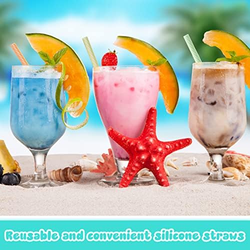 Meanplan 4 Sets Reusable Travel Straws, Silicone Travel Straws for