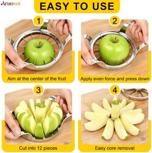 Apple Slicer, 12 Blade Extra Large Stainless Steel Apple Cutter, Heavy
