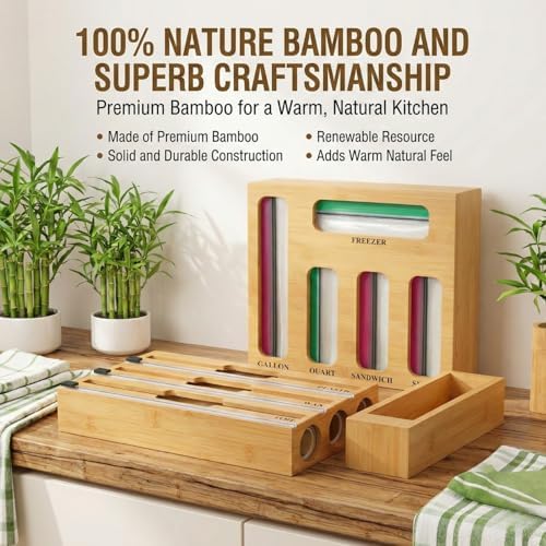9 in 1 Storage Bag Organizer for Kitchen Drawer,Bamboo Foil and
