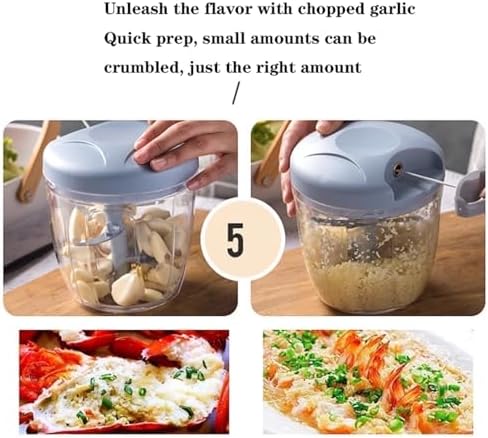Garlic Mincer Onion Cutter, Hand Pull String Manual Food Processor