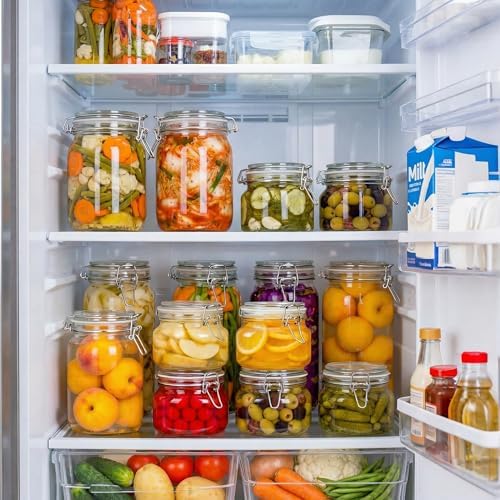 Square Glass Jars with Airtight Lids, Mason Jar with Clamp Lids Multi