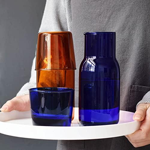 Bedside Glass Water Carafe Set with Cup, Glass Carafe with Lid
