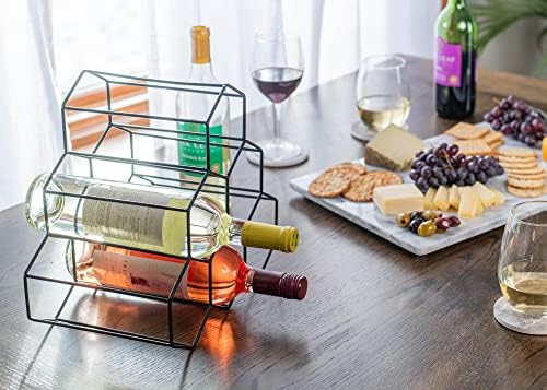 NAT & Jules Honeycomb Black Metal Tabletop Wine Rack - Perfect for