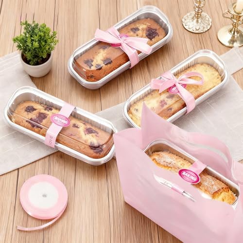 6.8oz Mini Loaf Pans with Lids, 100 Pcs Disposable Rectangular