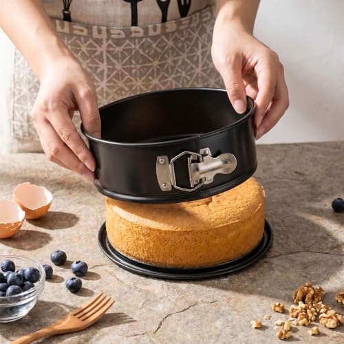 4 Pcs 6 Inch Black Springform Pan with 100 Baking Paper, Removable