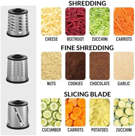 3-in-1 Rotary Cheese Grater Shredder with Suction Base
