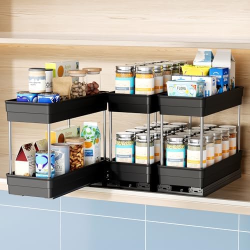 Nieifi 2 Tier Vertical Spice Rack Pull Out for Cabinet-4-1/3 inch Wide