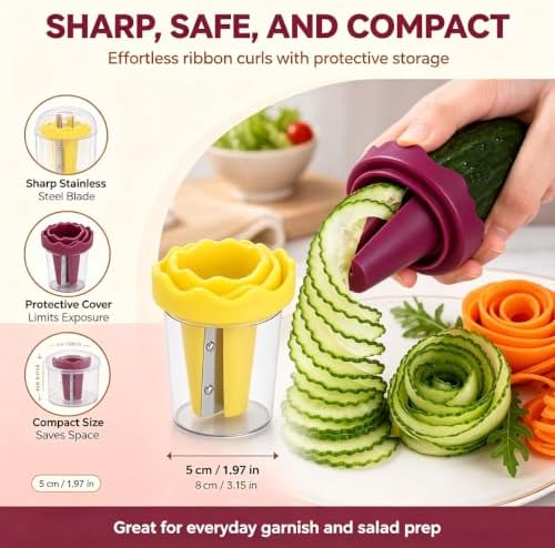 Manual Vegetable Spiralizer and Curler, 2pcs-Mix