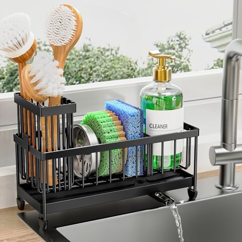 Cisily Kitchen Sink Sponge Holder with Brush Holder