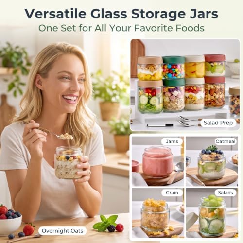 Qipecedm® 8 Pack Overnight Oats Containers, 16oz & 10 oz