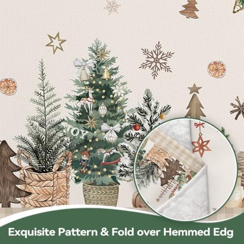 Christmas Pine Tree Plaid Bell Rectangle Table Cloth 60x84inch