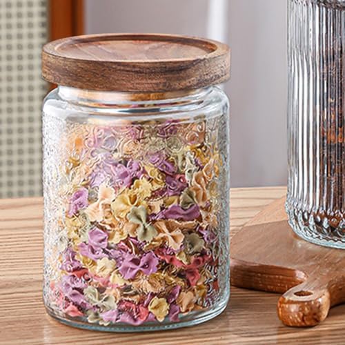 Vintage Glass Jars with Wooden Lids, 6 Pack 24 oz Airtight Glass Food