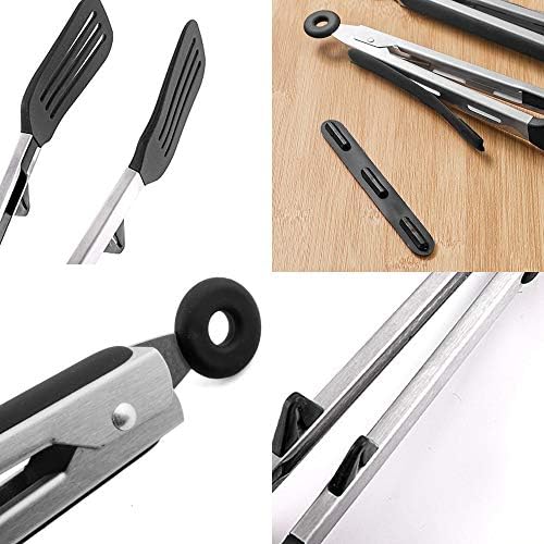 Kitchen Tongs and Spatula, 9" and 12", Silicone Tips