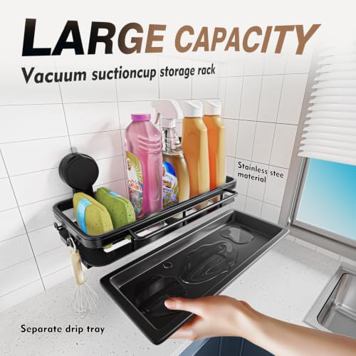 4-in-1 Sink Caddy Sponge Holder wih Strong Suction Cup, Multi-use