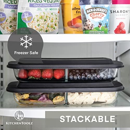 2 Pack Divided Glass Casserole Dishes, 2.3 Qt Each
