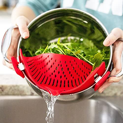 Arlig Clip On Pasta Strainer Silicone Universal Fit for all Pots and