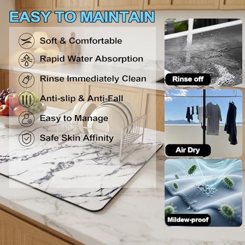 Sink Cleaning Kit - Dish Drying Mat - Mini Squeegee - Sink Scrub Brush