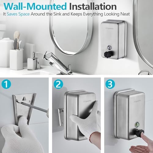Commercial Soap Dispenser Wall Mount, 1100 mL, Silver