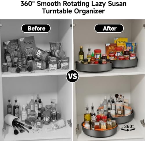 2PCS 9.8" Black Metal Lazy Susan Turntable Organizer