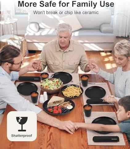 Quatish 24 Piece Plates and Bowl Set for 6, Dinnerware Dish Set for