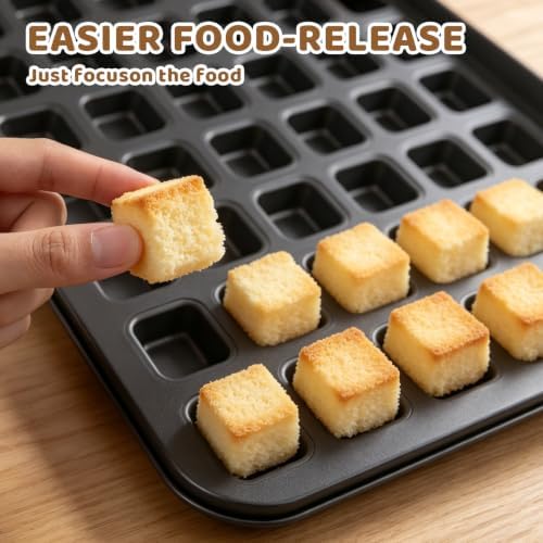 2 Pcs Mini Brownie Bites Pan with Dividers 48 Cavity