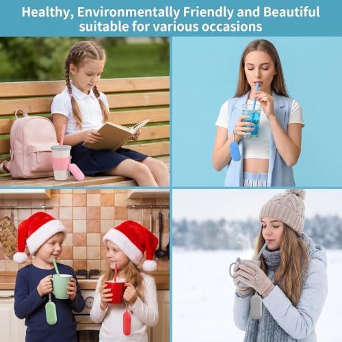 20 Sets Silicone Straws with Case Reusable Collapsiblable Foldable
