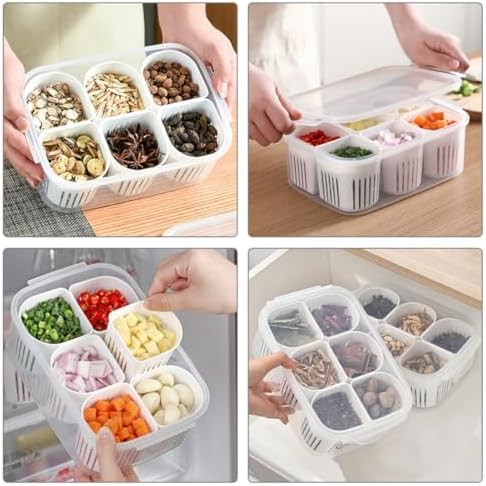 Compartment Food Storage Container PP Fridge Organizer Box with Lid