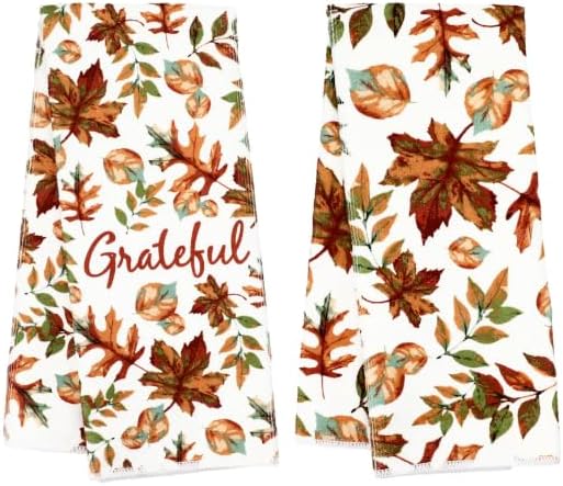 6pc Set Fall Leaves Design Seasonal Kitchen Towel Set - 2 Oven Mitts