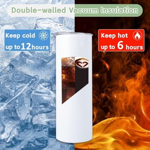 8 Pack 20oz Sublimation Tumbler Blanks (Skinny Straight) in Bulk