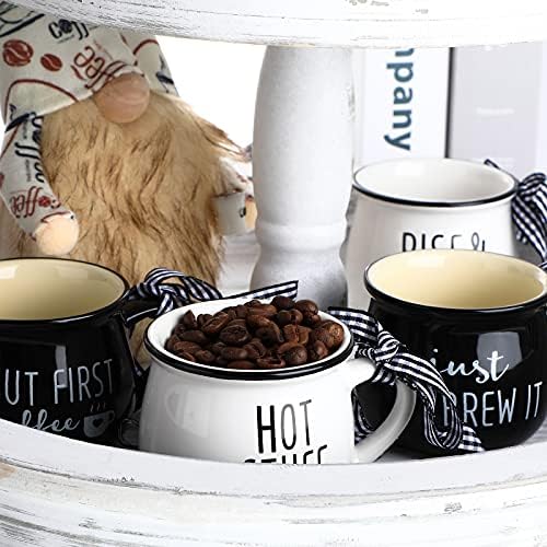 Patelai 4 Pcs Espresso Mugs Coffee Bar Black, White, Classic Style