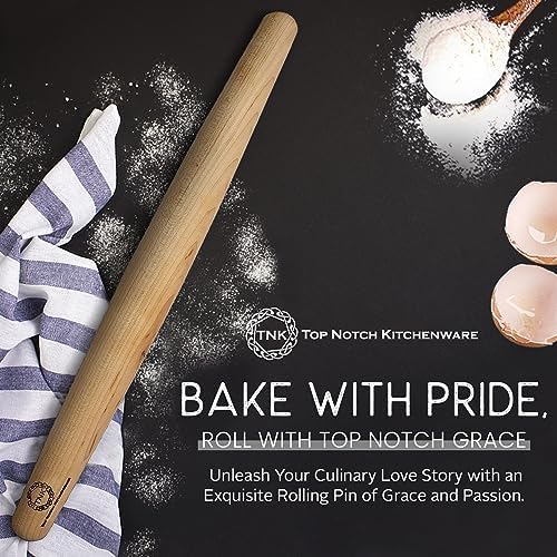 Top Notch Kitchenware | Sugar Maple French Style Rolling Pin | Tapered