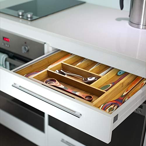 Totally Bamboo Kitchen Drawer Organizer, Expandable Silverware