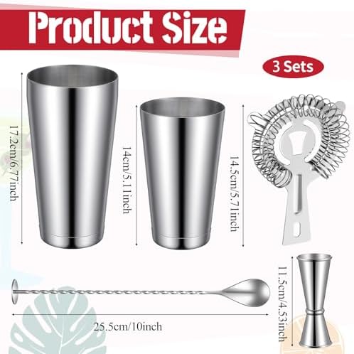 Cocktail Shaker Boston Shaker Set 15 Pcs Professional Bartender Kit