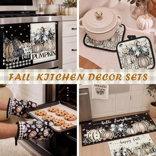 10 Pcs Fall Black Polka Dot Pumpkin Kitchen Decoration Gift Set