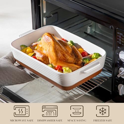 MALACASA Casserole Dishes for Oven, Ceramic Baking Dishes Set of 3