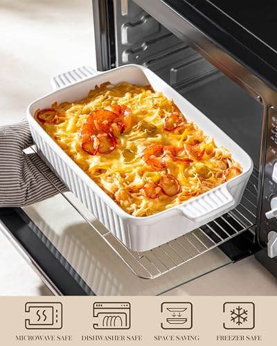 MALACASA 4.4QT Ceramic Casserole Dishes for Oven, 9x13 Baking Dishes