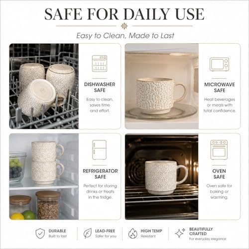 6 Oz Coffee Cups Set of 4, Espresso Cups with Stand, Stackable