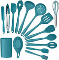 E-far Teal Blue 15-Piece Silicone Cooking Utensil Set