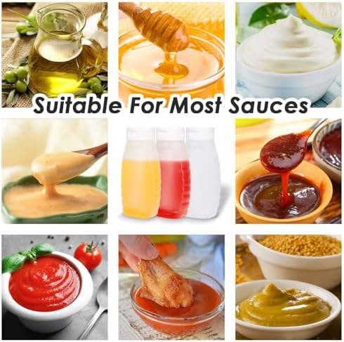 Condiment Squeeze Bottles for Ketchup Hot Sauce Liquids Oil with Caps