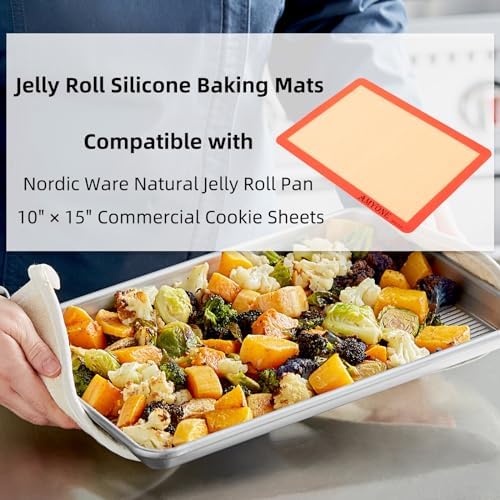 AMYONE Silicone Baking Mats for 10x15" Jelly Roll Pan, Platinum, 2PCS