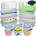 Dandat 120 Pcs Mini Loaf Pans with Lids and Spoons Aluminum Foil